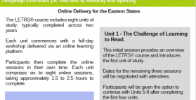 LETRS Online Delivery for the Eastern States